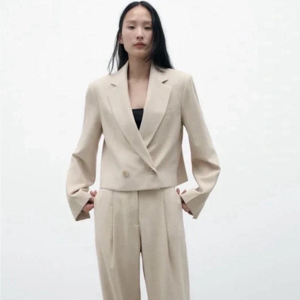 Zara Cream Oversized Crop Blazer Brand New With Tags